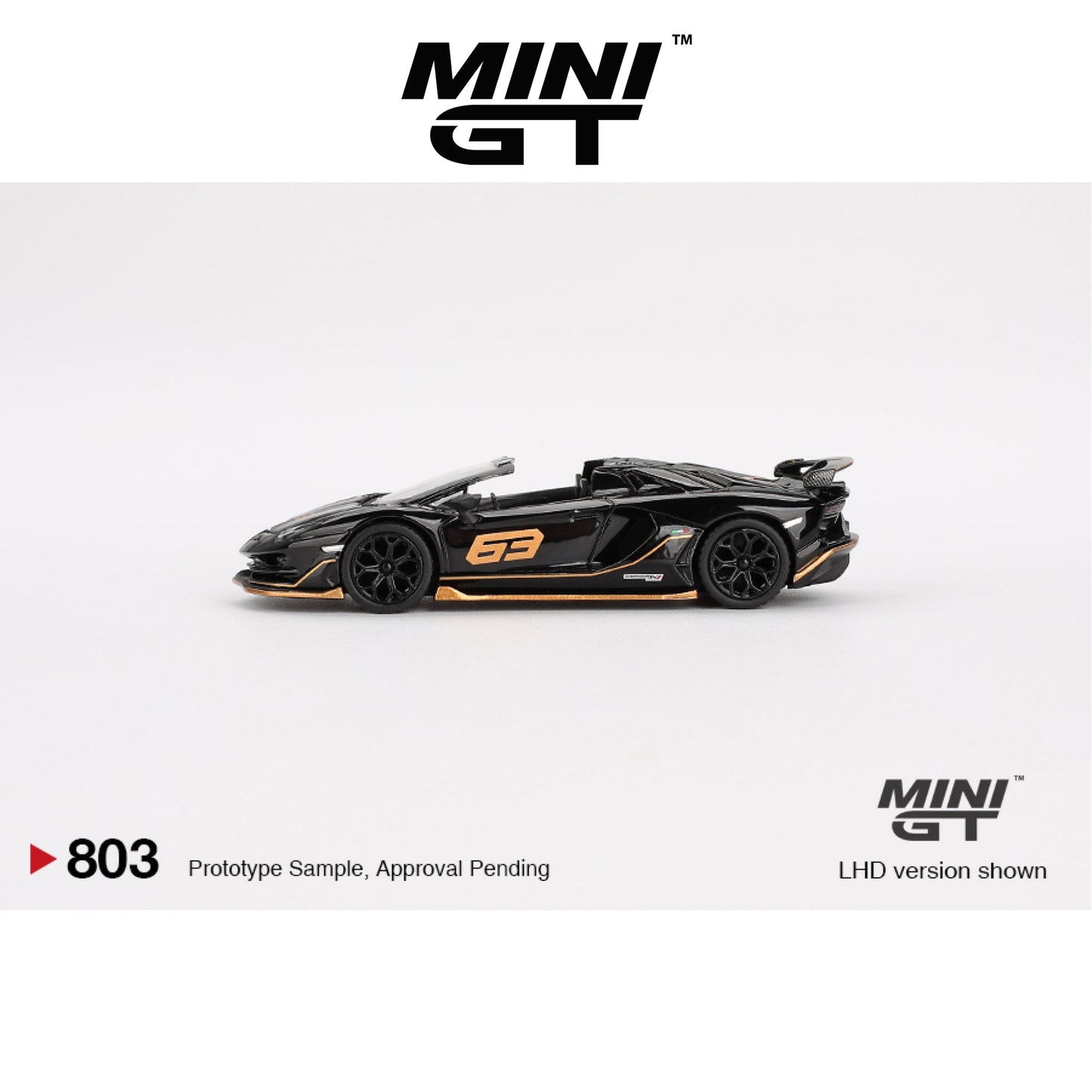 MINI GT Lamborghini Aventador SVJ 63 Roadster Nero Aldebaran LHD/RHD #803 1:64 - MGT00803