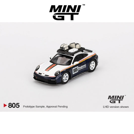 MINI GT Porsche 911 Dakar Rallye Design Package White/Gentian Blue Metallic LHD/RHD #805 1:64 - MGT00805