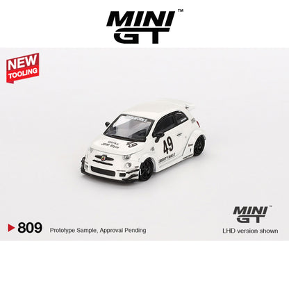 MINI GT LB-WORKS x Abas Works Fiat ABARTH 595 Gara White LHD #809 1:64 - MGT00809