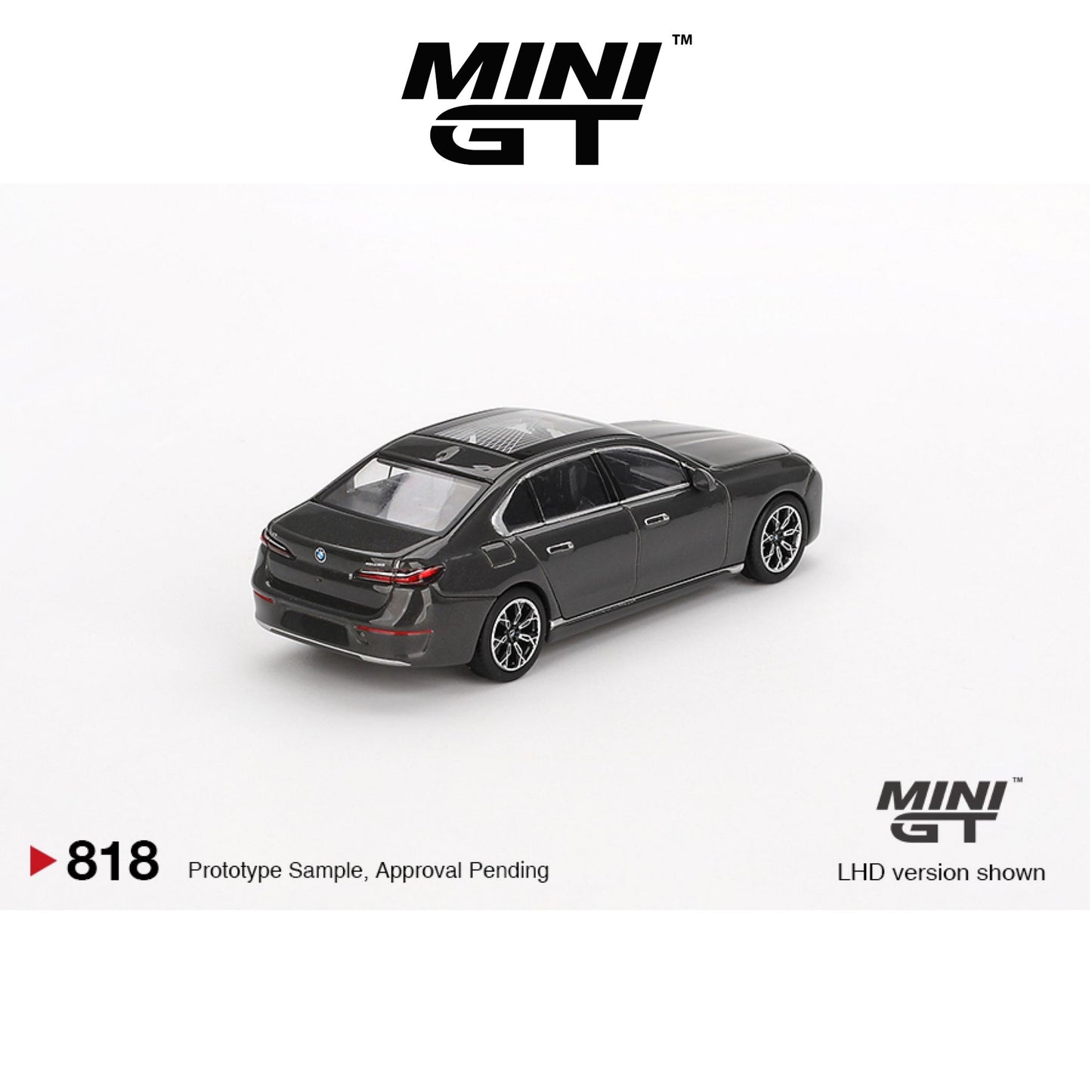 MINI GT BMW i7 xDrive60 Dravit Grey LHD/RHD #818 1:64 - MGT00818