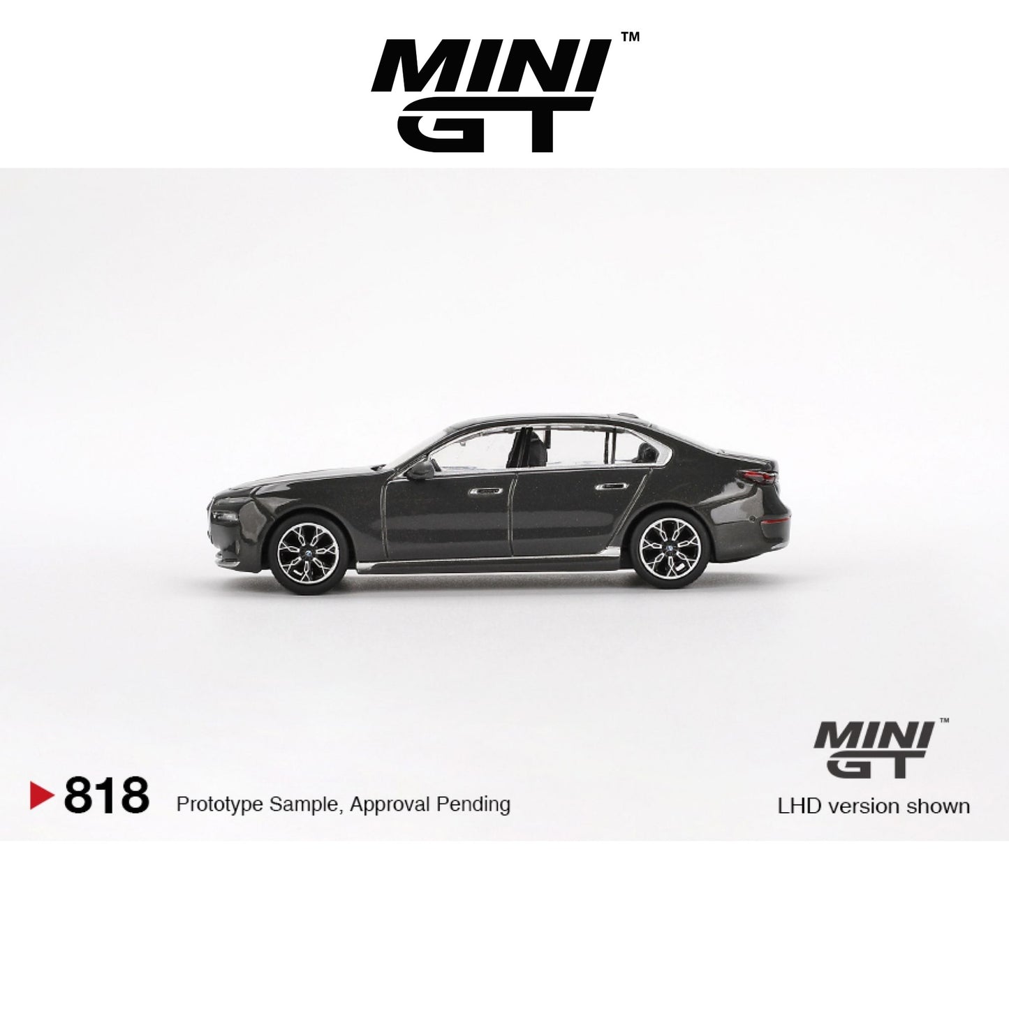 MINI GT BMW i7 xDrive60 Dravit Grey LHD/RHD #818 1:64 - MGT00818