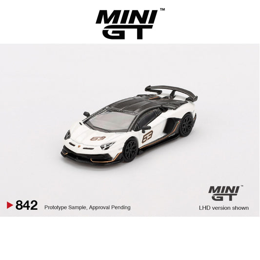 MINI GT Lamborghini Aventador SVJ 63 Bianco Asopo #842 LHD/RHD 1:64 - MGT00842