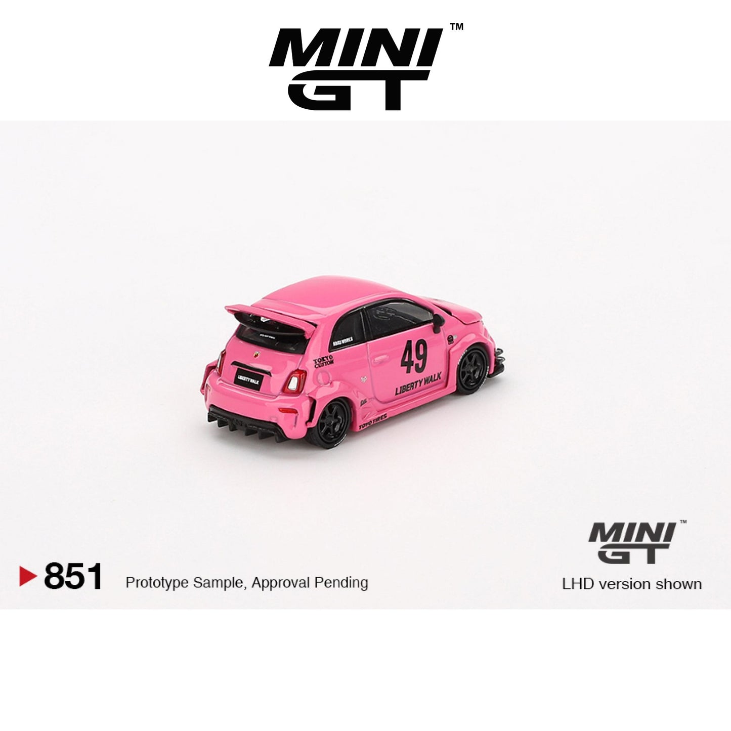 MINI GT Fiat ABARTH 595 LB-WORKS x Abas Works Pink #851 LHD/RHD 1:64 - MGT00851