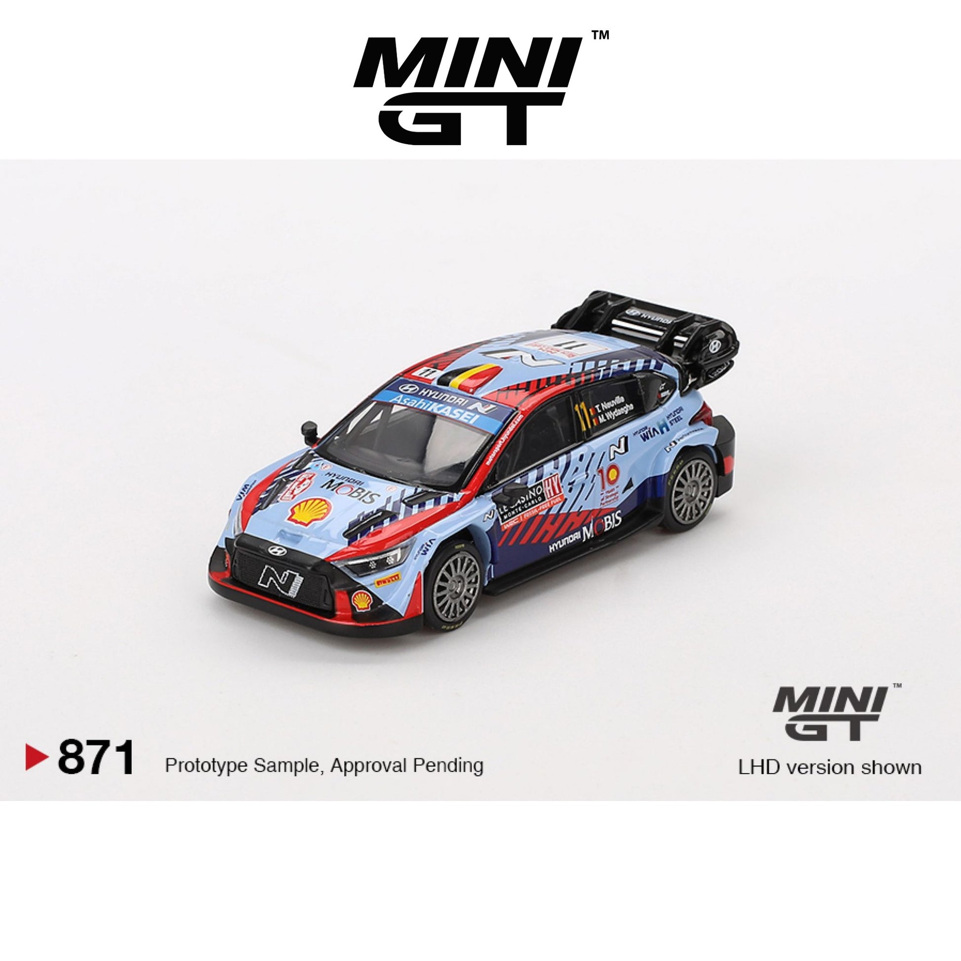 MINI GT Hyundai i20 N Rally1 Hybrid #11  2024 Rallye Monte Carlo Winner #871 LHD 1:64 - MGT00871-L