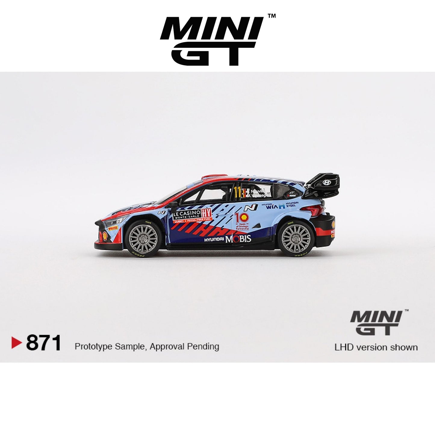 MINI GT Hyundai i20 N Rally1 Hybrid #11  2024 Rallye Monte Carlo Winner #871 LHD 1:64 - MGT00871-L