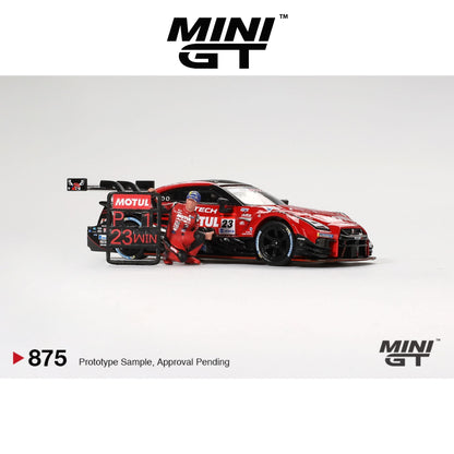 MINI GT Nissan GT-R NISMO #23 "MOTUL AUTECH GT-R 2021" SUPER GT SERIES Suzuka winner W/ Matsuda Figure - Tsugio Matsuda Collection No.2 #875 1:64 - MGT00875