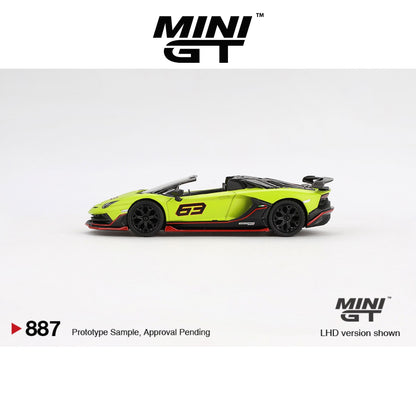 MINI GT Lamborghini Aventador SVJ 63 Roadster Verde Shock LHD/RHD #887 1:64 - MGT00887