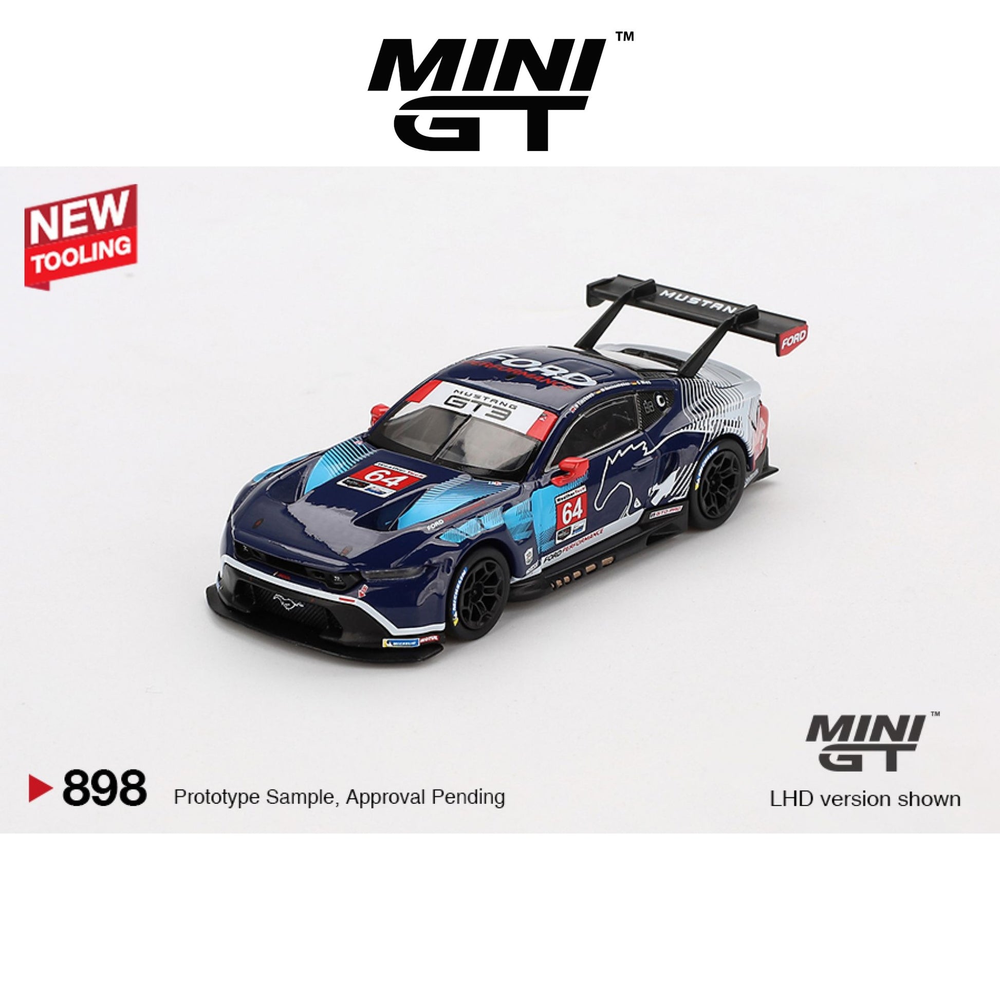 MINI GT Ford Mustang GT3 #64 Ford Multimatic Motorsports 2024 IMSA Daytona 24 Hrs LHD #898 1:64 - MGT00898