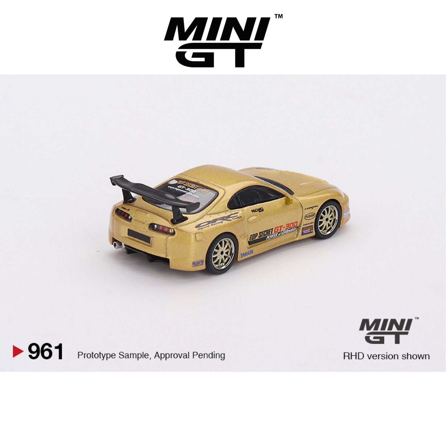 MINI GT Toyota Supra (A80) Top Secret GT-300 Top Secret Gold RHD #961 1:64 - MGT00961