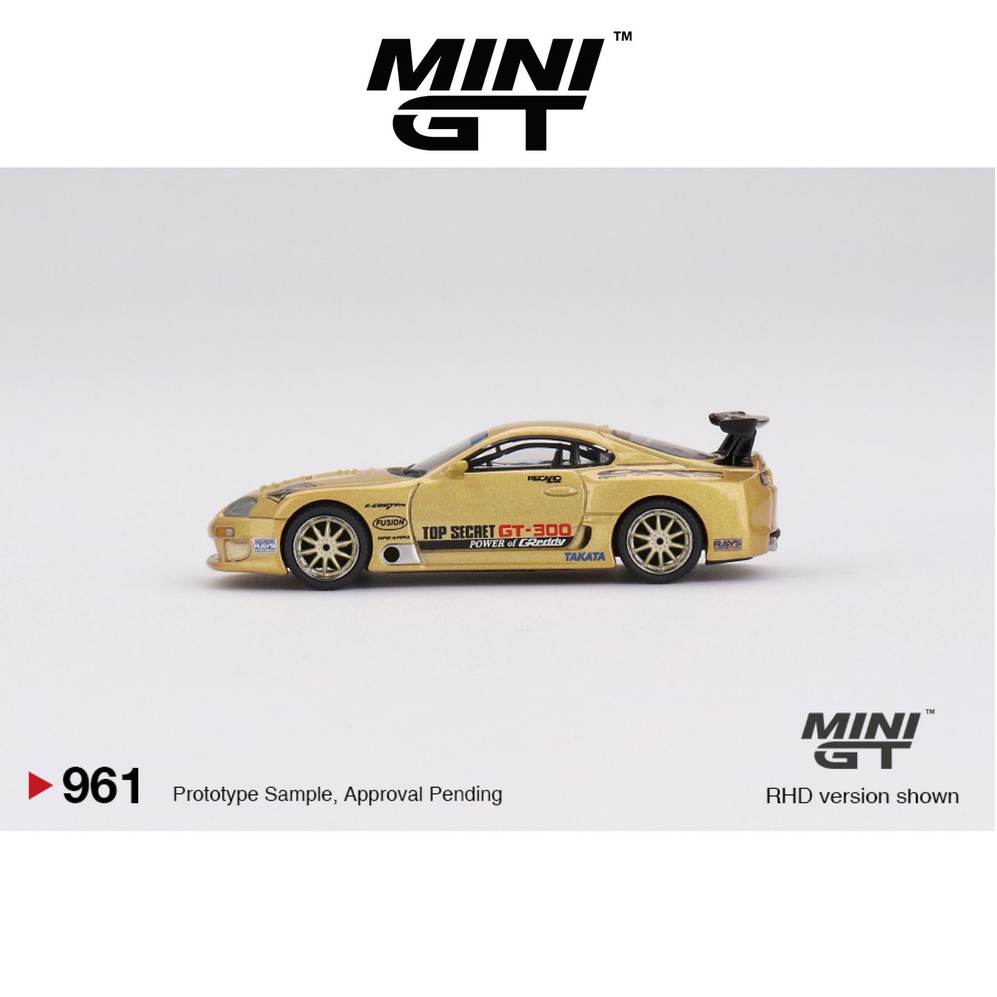 MINI GT Toyota Supra (A80) Top Secret GT-300 Top Secret Gold RHD #961 1:64 - MGT00961