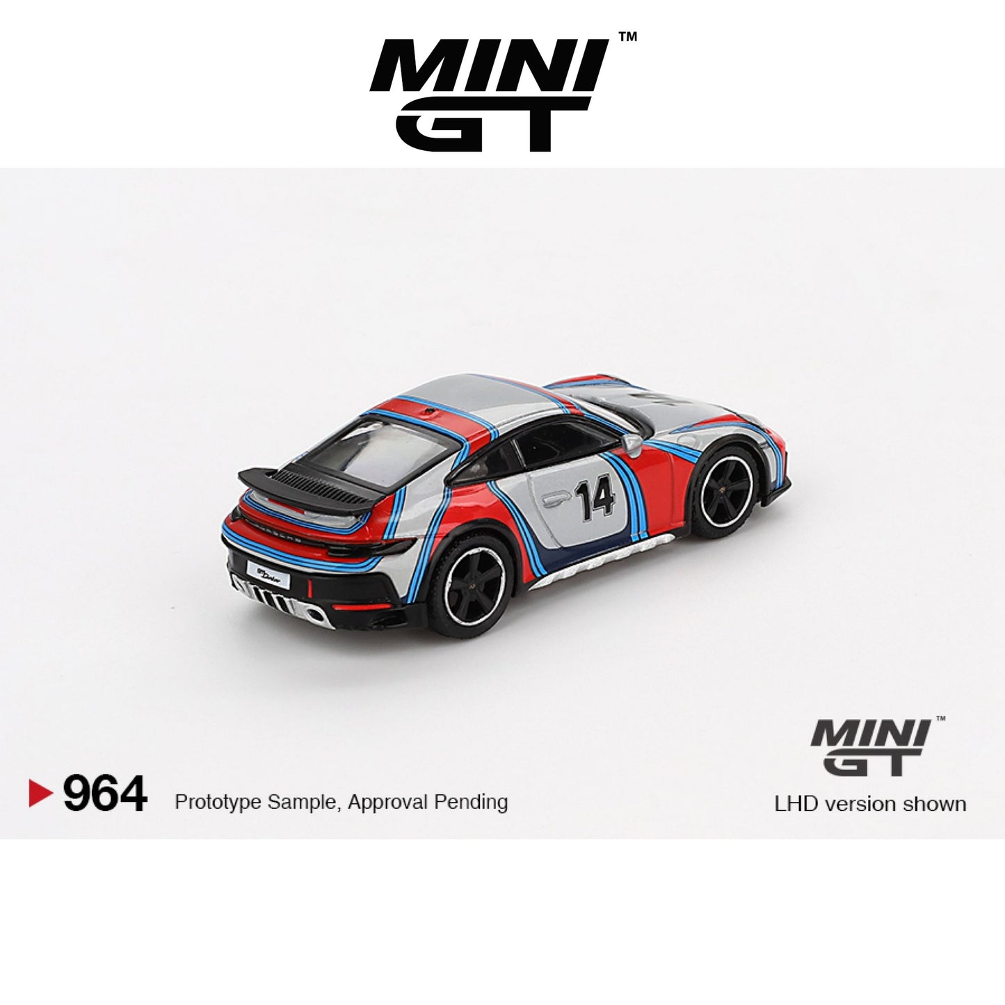 MINI GT Porsche 911 Dakar Ice Grey Metallic "Rally 1974" LHD/RHD #964 1:64 - MGT00964