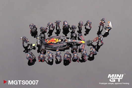 MINI GT Oracle Red Bull Racing RB18 #1 Max Verstappen 2022 Abu Dhabi GP Pit Crew Set 1:64 - MGTS0007