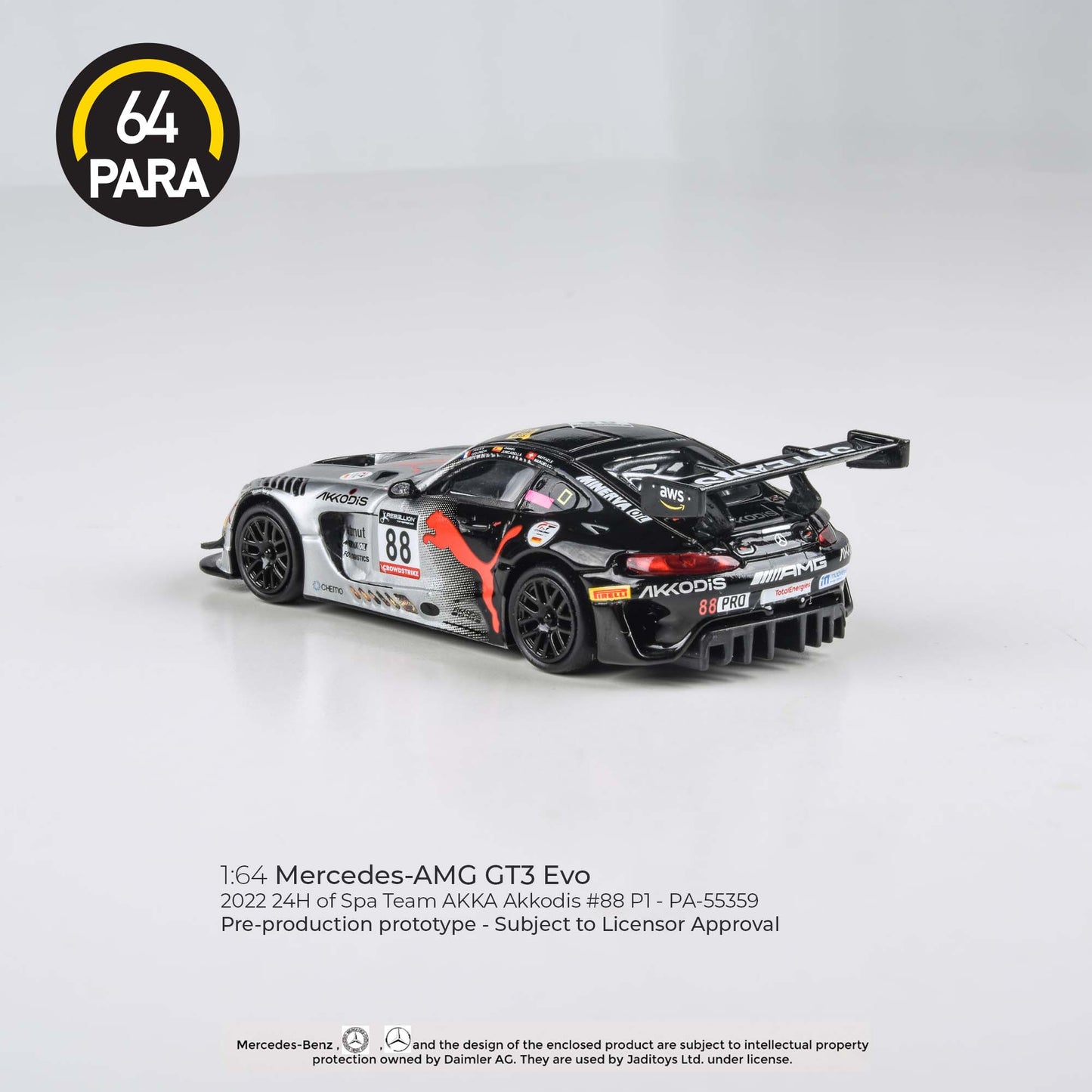 PARA64 Mercedes AMG GT3 Evo 2022 24Hr Spa Akkodis P1 LHD 1:64 - PAR55359