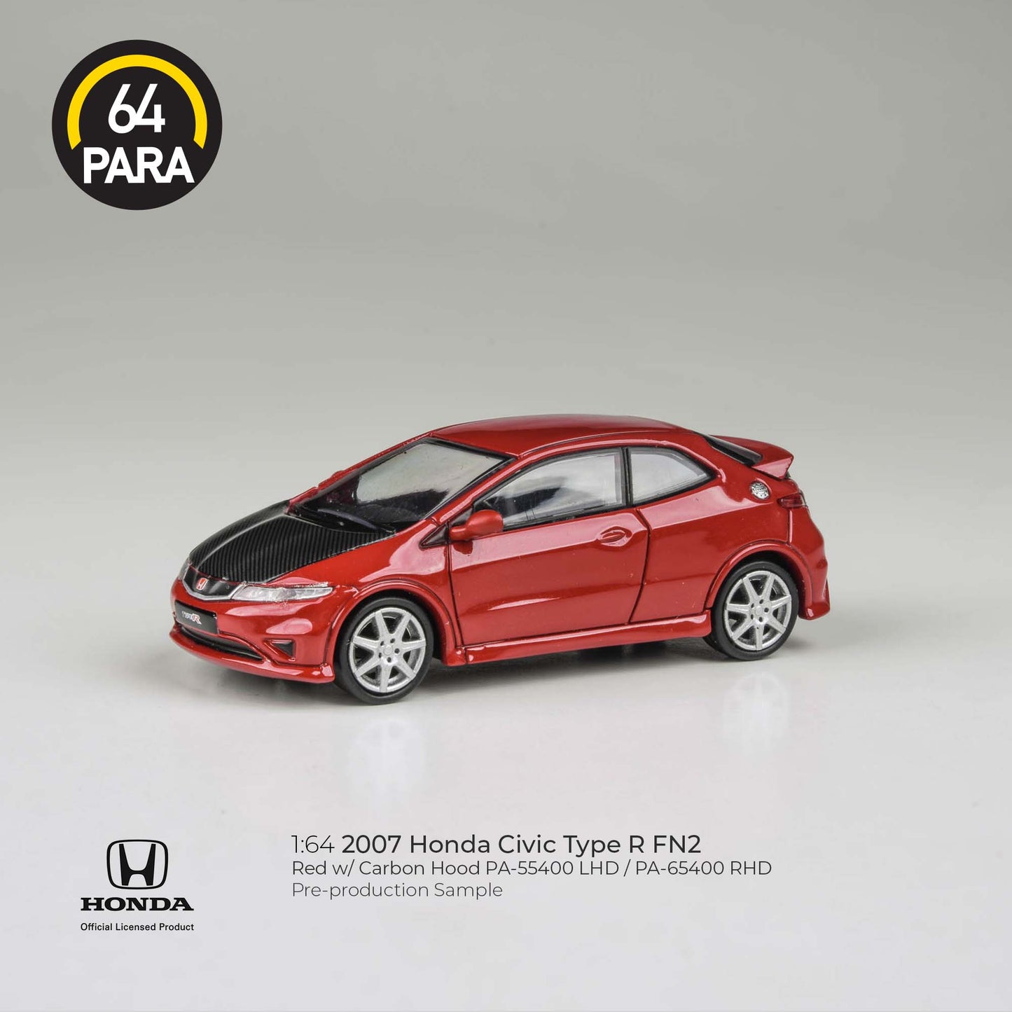 PARA64 Honda Civic Type R FN2 Red/Carbon Hood RHD 1:64 - PAR65400