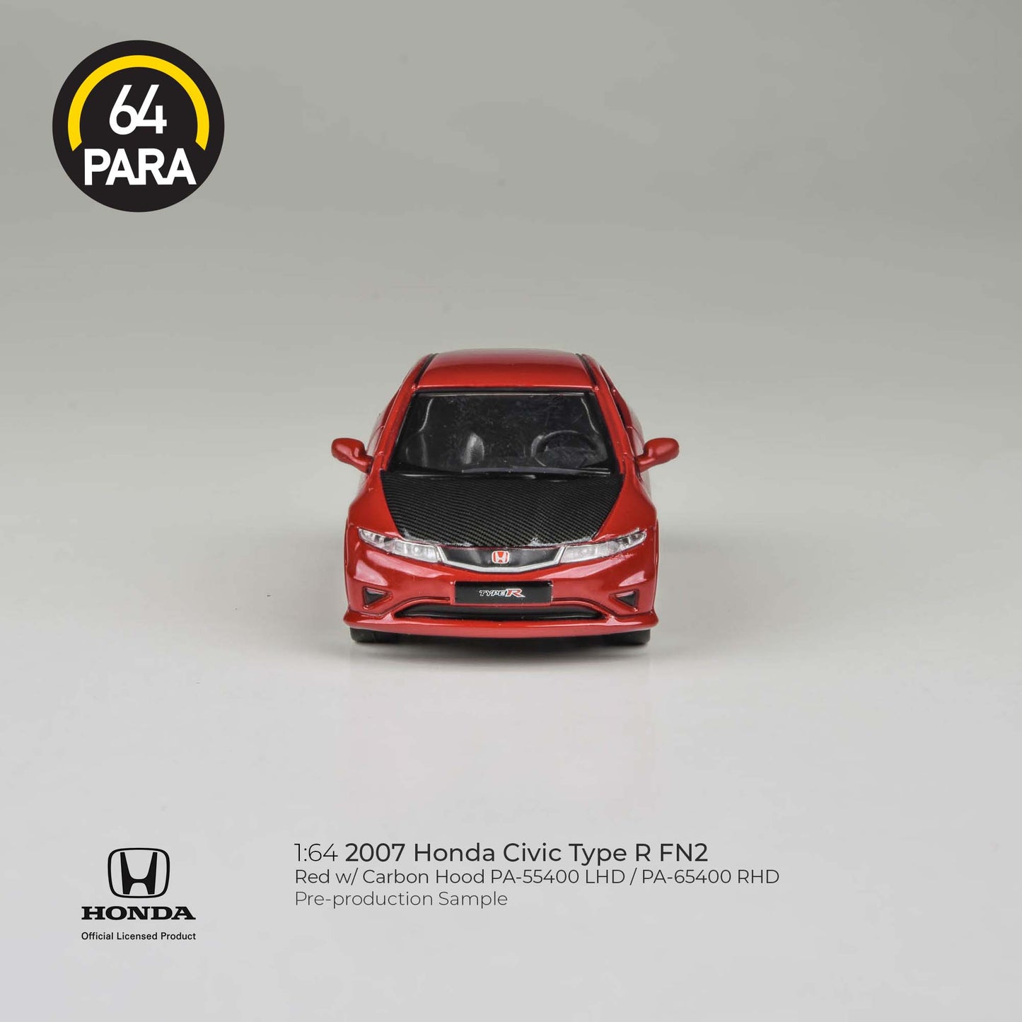 PARA64 Honda Civic Type R FN2 Red/Carbon Hood RHD 1:64 - PAR65400