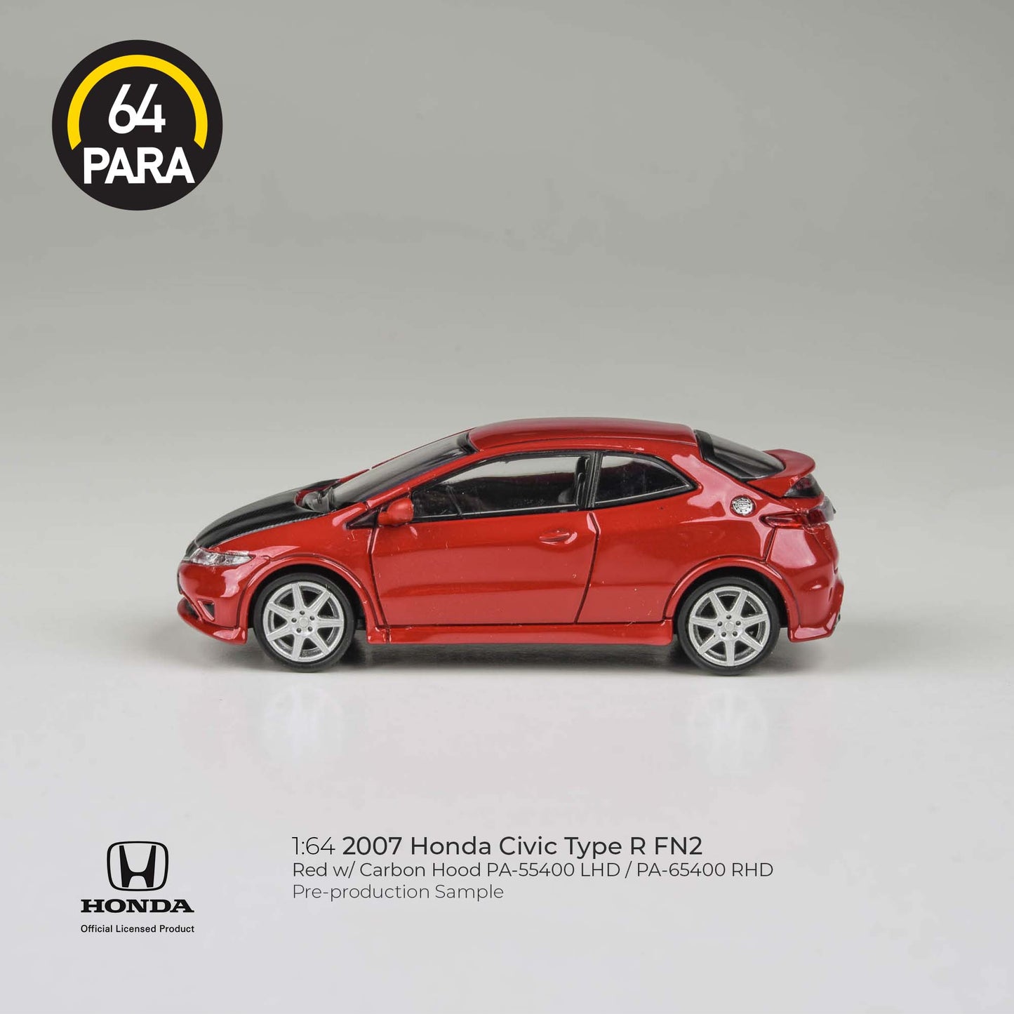 PARA64 Honda Civic Type R FN2 Red/Carbon Hood RHD 1:64 - PAR65400