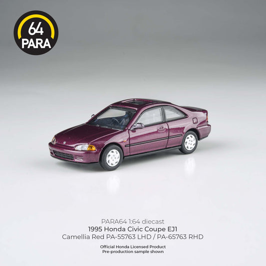 PARA64 1995 Honda Civic Coupe EJ1 Camellia Red RHD 1:64 - PAR65763