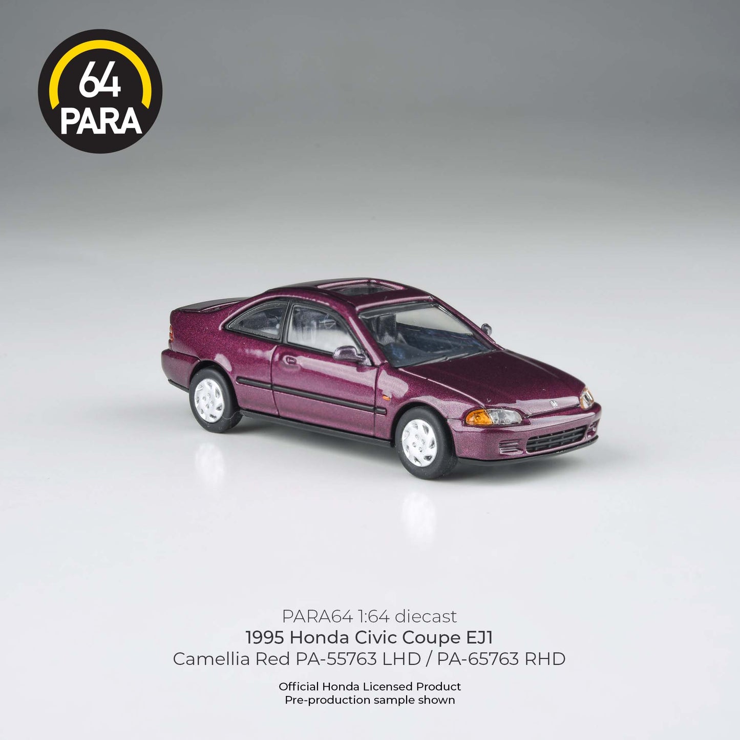 PARA64 1995 Honda Civic Coupe EJ1 Camellia Red RHD 1:64 - PAR65763