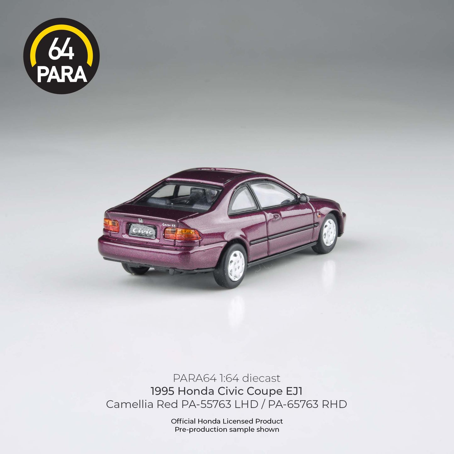 PARA64 1995 Honda Civic Coupe EJ1 Camellia Red RHD 1:64 - PAR65763