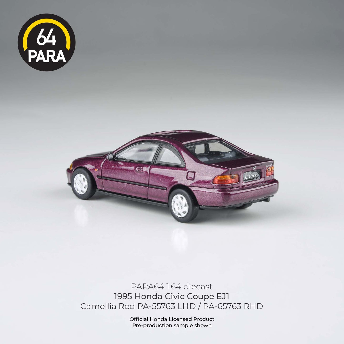 PARA64 1995 Honda Civic Coupe EJ1 Camellia Red RHD 1:64 - PAR65763