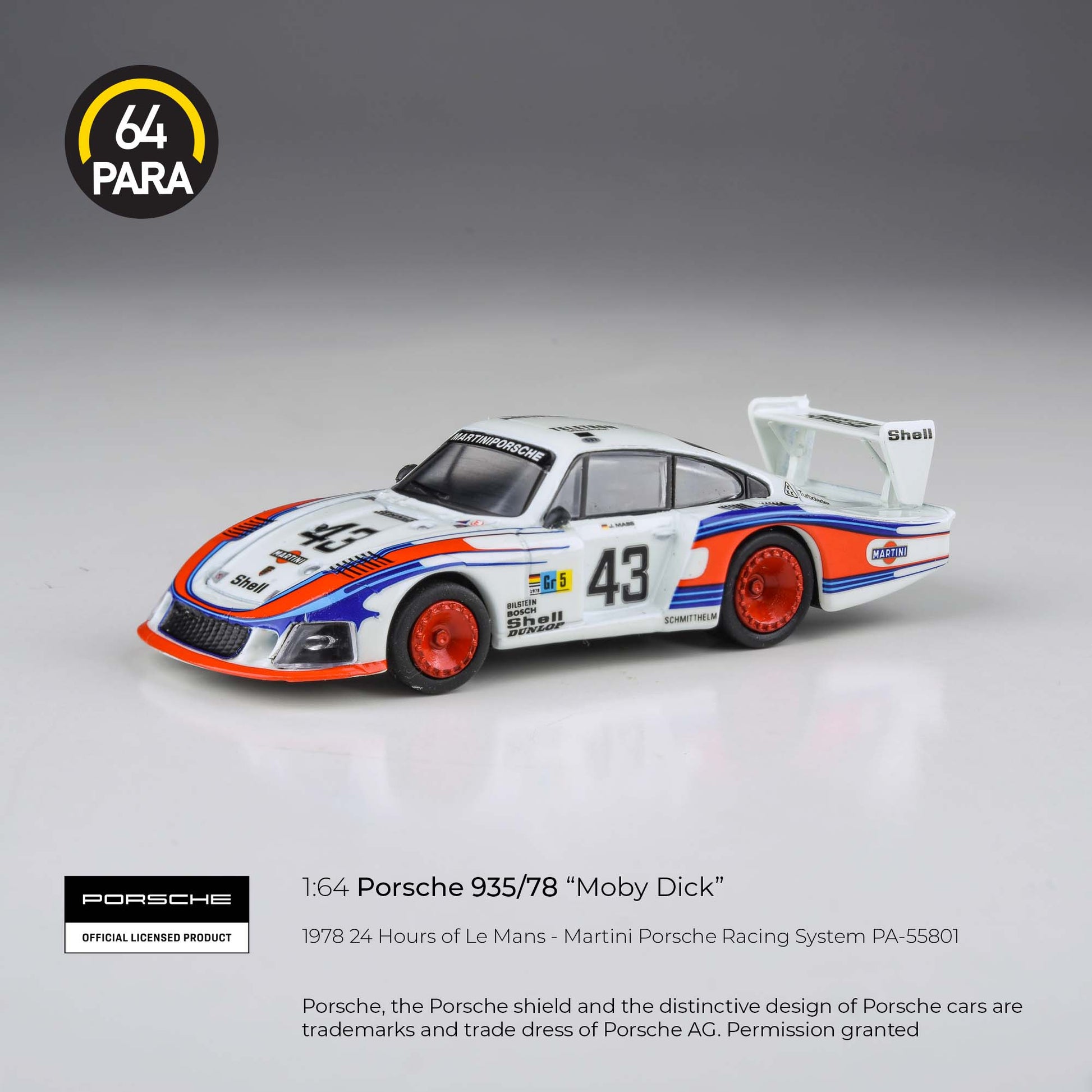 PARA64 Porsche 935/78 "Moby Dick" 1978 24Hrs of Le Mans Martini Porsche Racing System RHD 1:64 - PAR55801