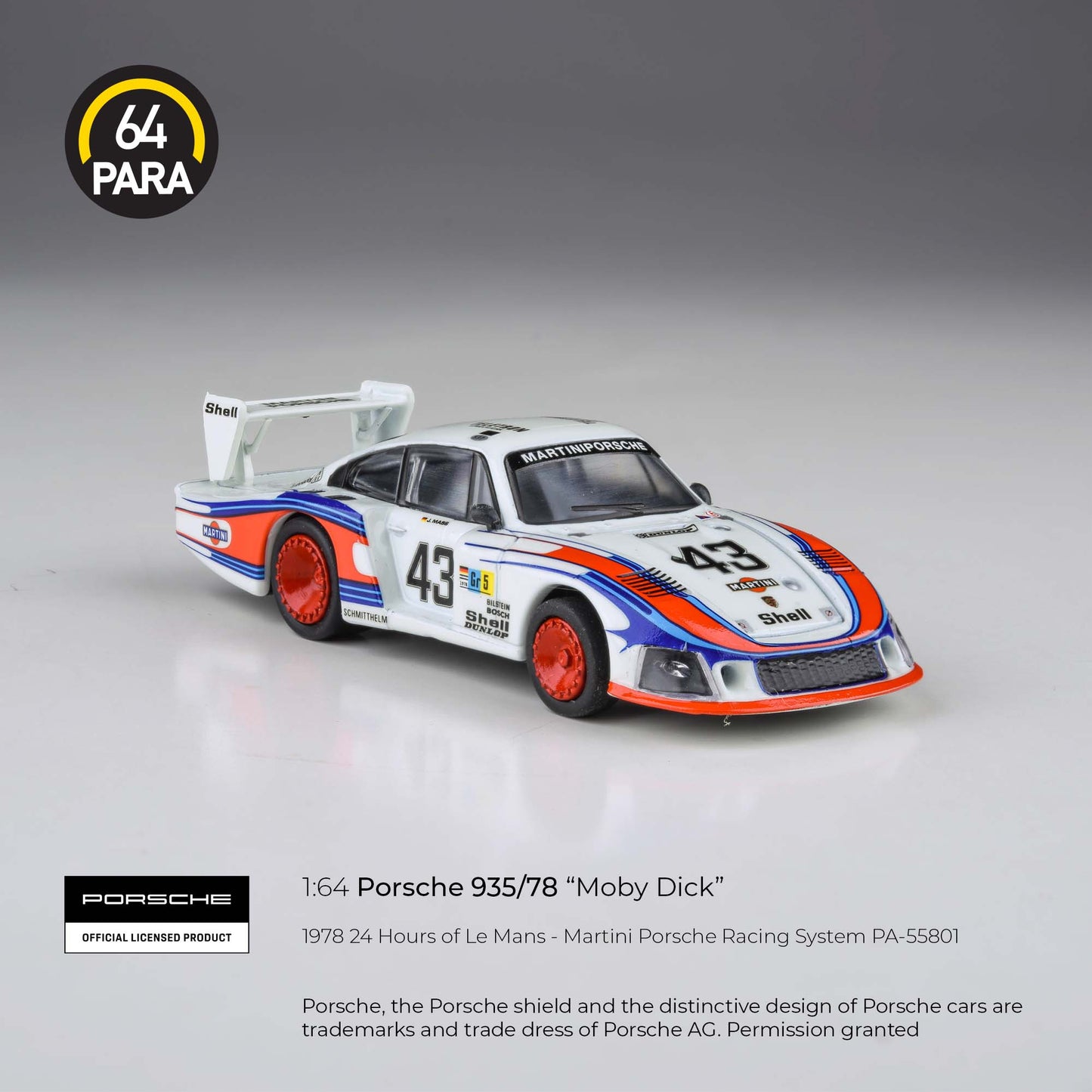 PARA64 Porsche 935/78 "Moby Dick" 1978 24Hrs of Le Mans Martini Porsche Racing System RHD 1:64 - PAR55801