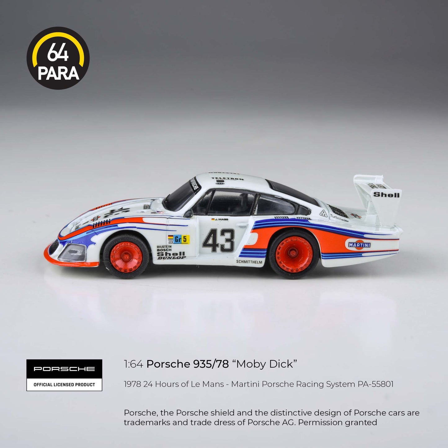 PARA64 Porsche 935/78 "Moby Dick" 1978 24Hrs of Le Mans Martini Porsche Racing System RHD 1:64 - PAR55801