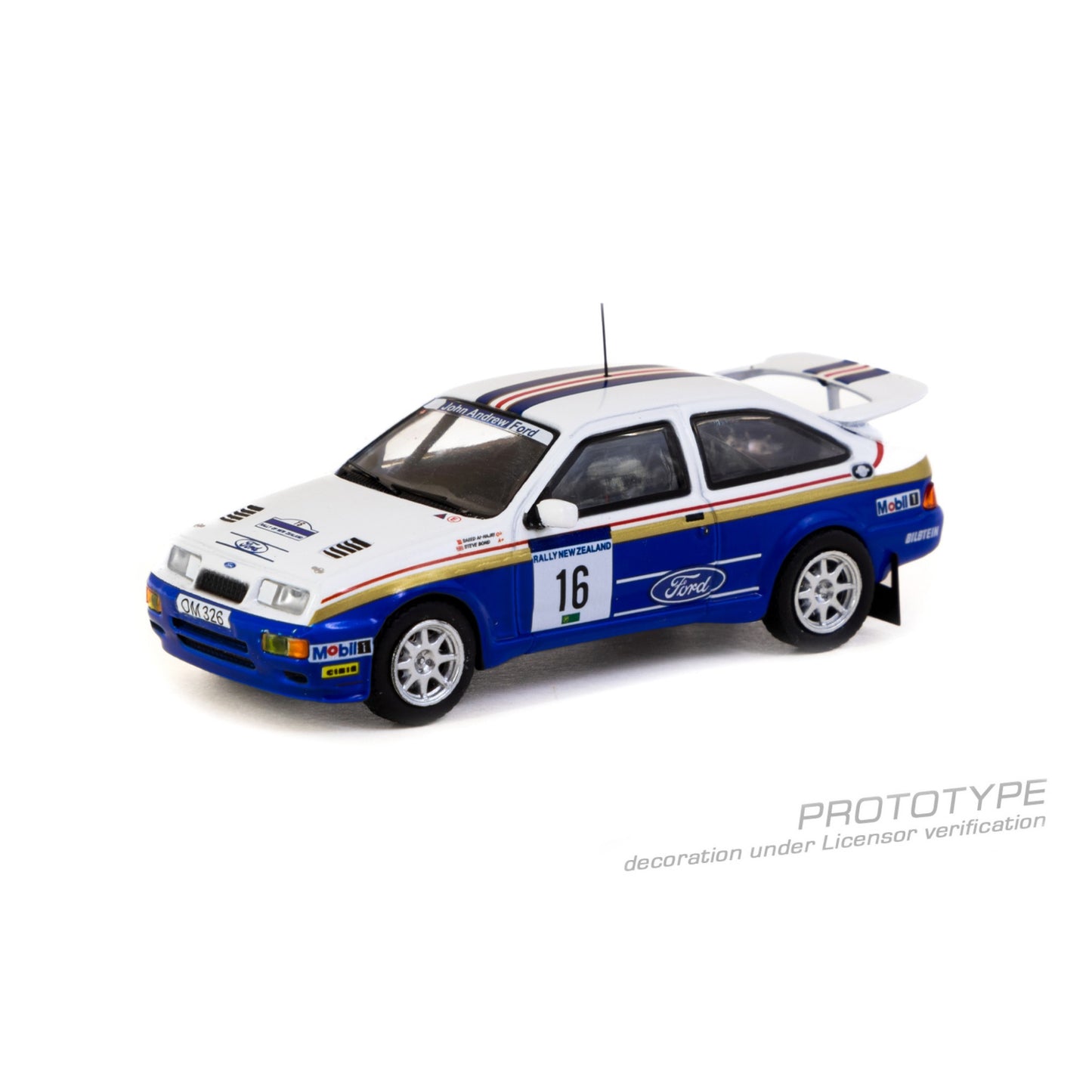 TARMAC WORKS Ford Sierra RS Cosworth Rally of New Zealand 1989 Saeed Al-Hajri/ Steve Bond 1:64 - T64-058-89NZR16