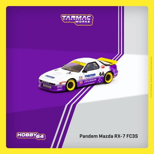 TARMAC WORKS Mazda RX-7 (FC3S) Pandem White/Lilac 1:64 - TAR64066WP