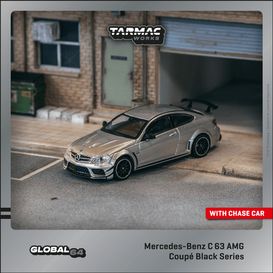 TARMAC WORKS Mercedes Benz C 63 AMG Coupé Black Series Silver Metallic 1:64 - T64G-009-SL