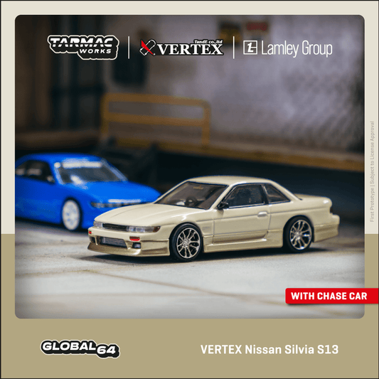 TARMAC WORKS Nissan Silvia (S13) Vertex White/Gold 1:64 - T64G-025-WH