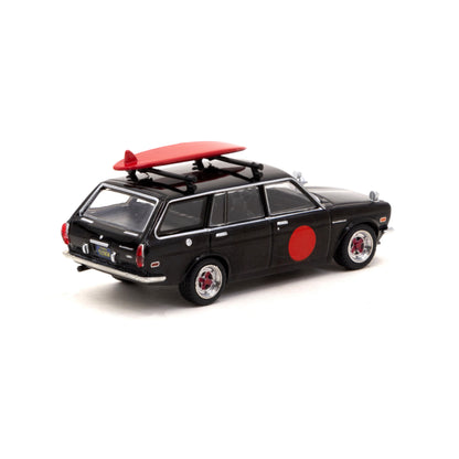 TARMAC WORKS Datsun 510 Wagon with Surfboard Black/Red 1:64 - T64G-026-BK