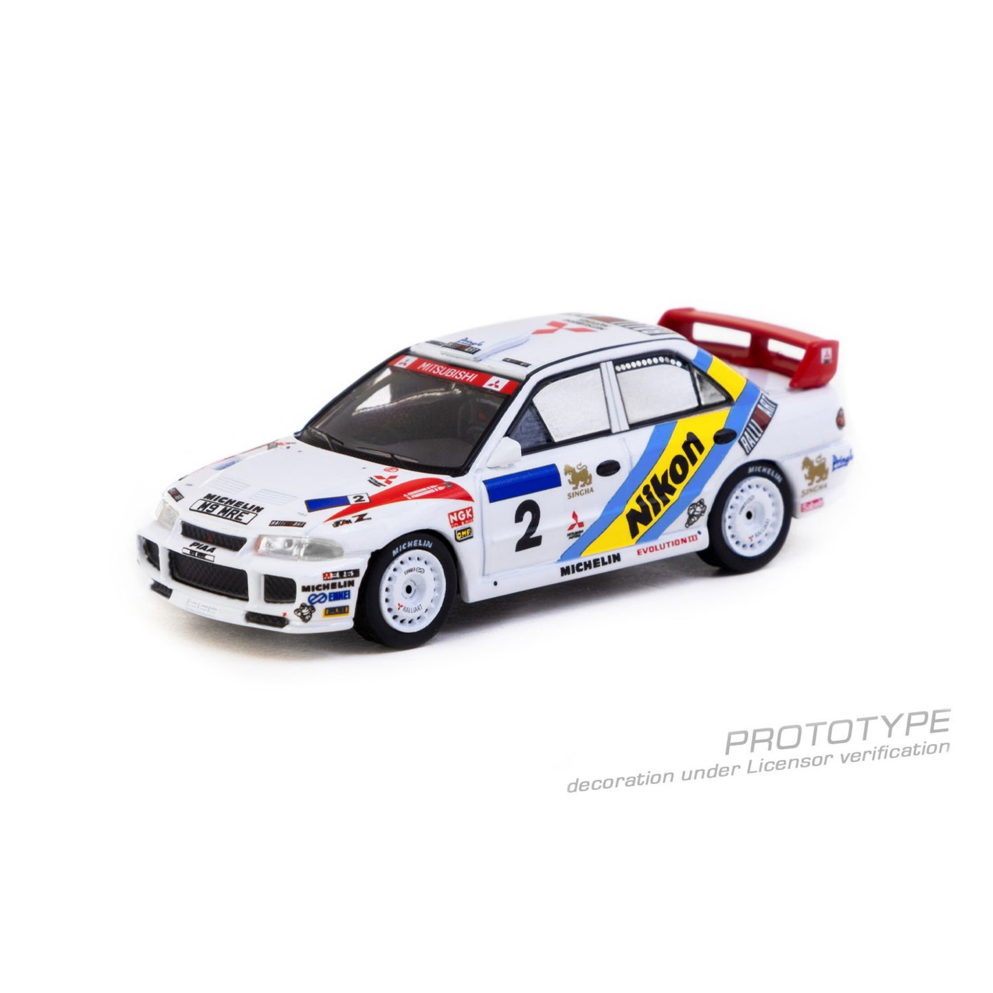 TARMAC WORKS Mitsubishi Lancer Evolution III Hong Kong Beijing Rally 1995 Winner K. Eriksson / S. Parmander 1:64 - T64G-050-95HKBR02