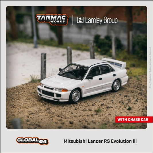 TARMAC WORKS Mitsubishi Lancer RS Evolution III White Lamley Special Edition 1:64 - T64G-050-RS