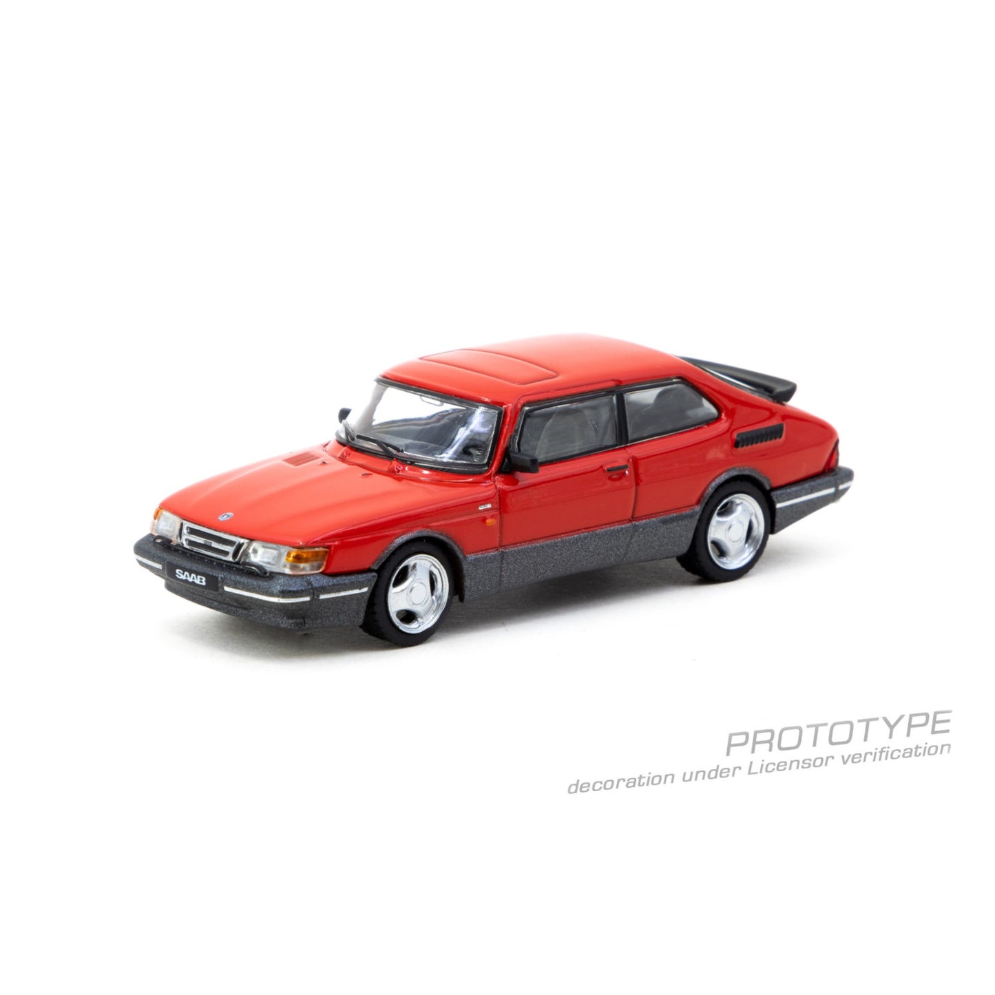 TARMAC WORKS Saab 900 Turbo Red Model Car + Trading Cards Combo Set 1:64 - T64G-056-RE