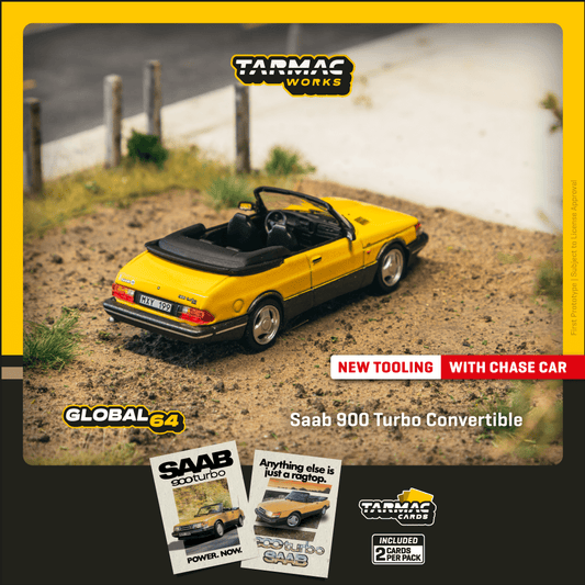 TARMAC WORKS Saab 900 Turbo Convertible Yellow 1:64 - T64G-067-YE