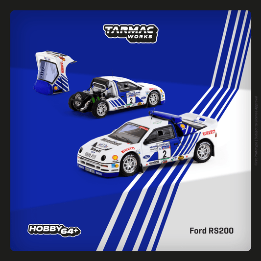 TARMAC WORKS Ford RS200 Lombard RAC Rally 1986 Stig Blomqvist/ Bruno Berglund 1:64 - T64P-001-86RAC02