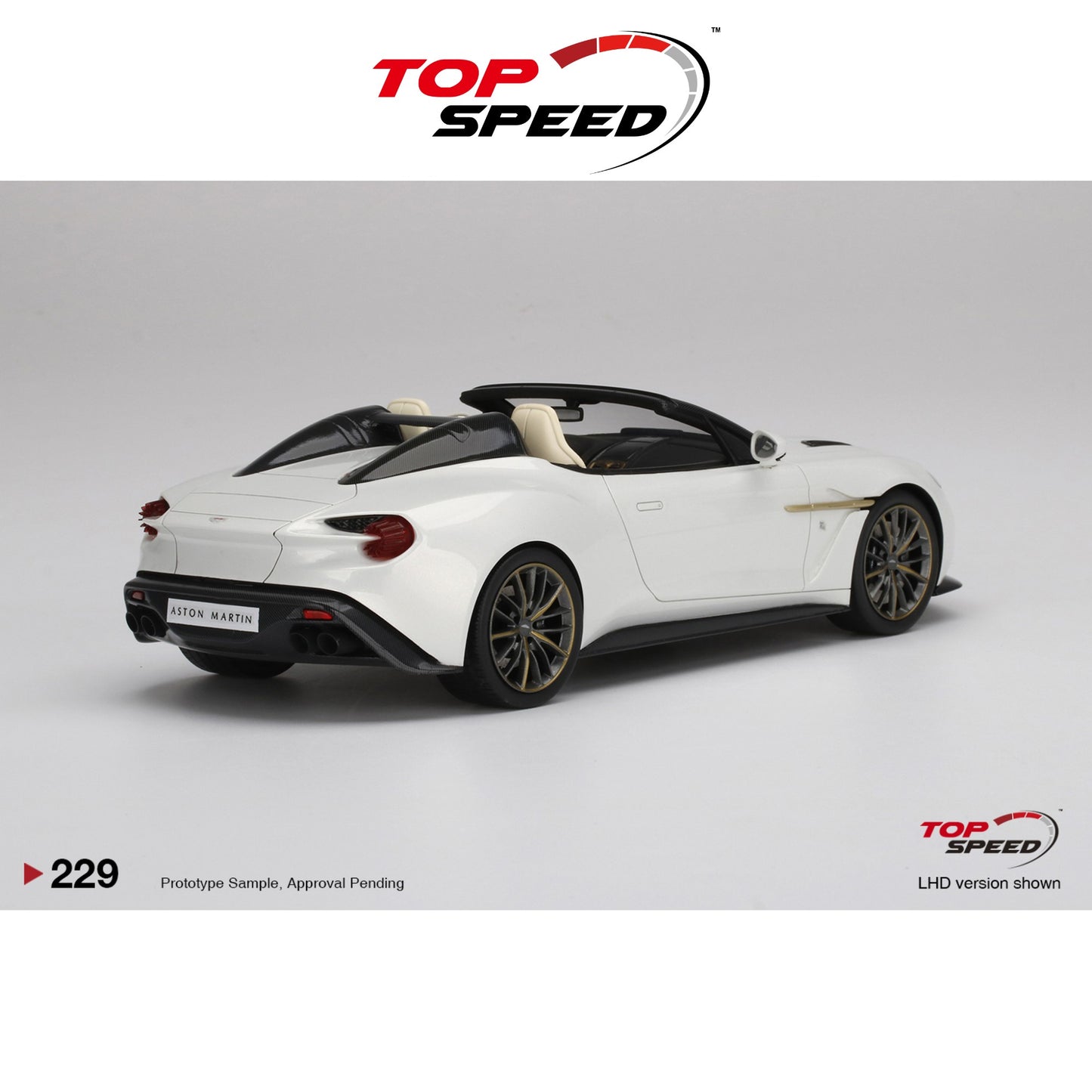 TOPSPEED MODELS Aston Martin Vanquish Zagato Speedster Escaping White 1:18 - TS0229