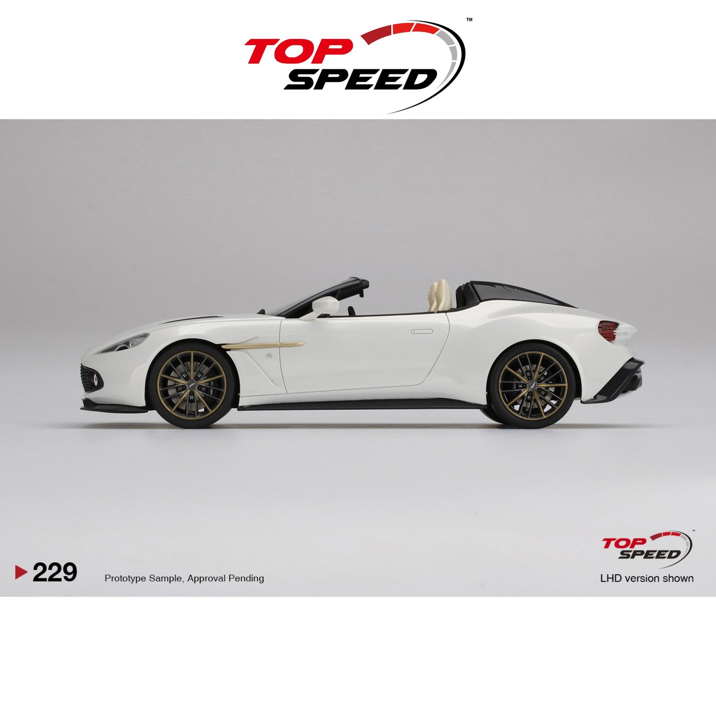 TOPSPEED MODELS Aston Martin Vanquish Zagato Speedster Escaping White 1:18 - TS0229