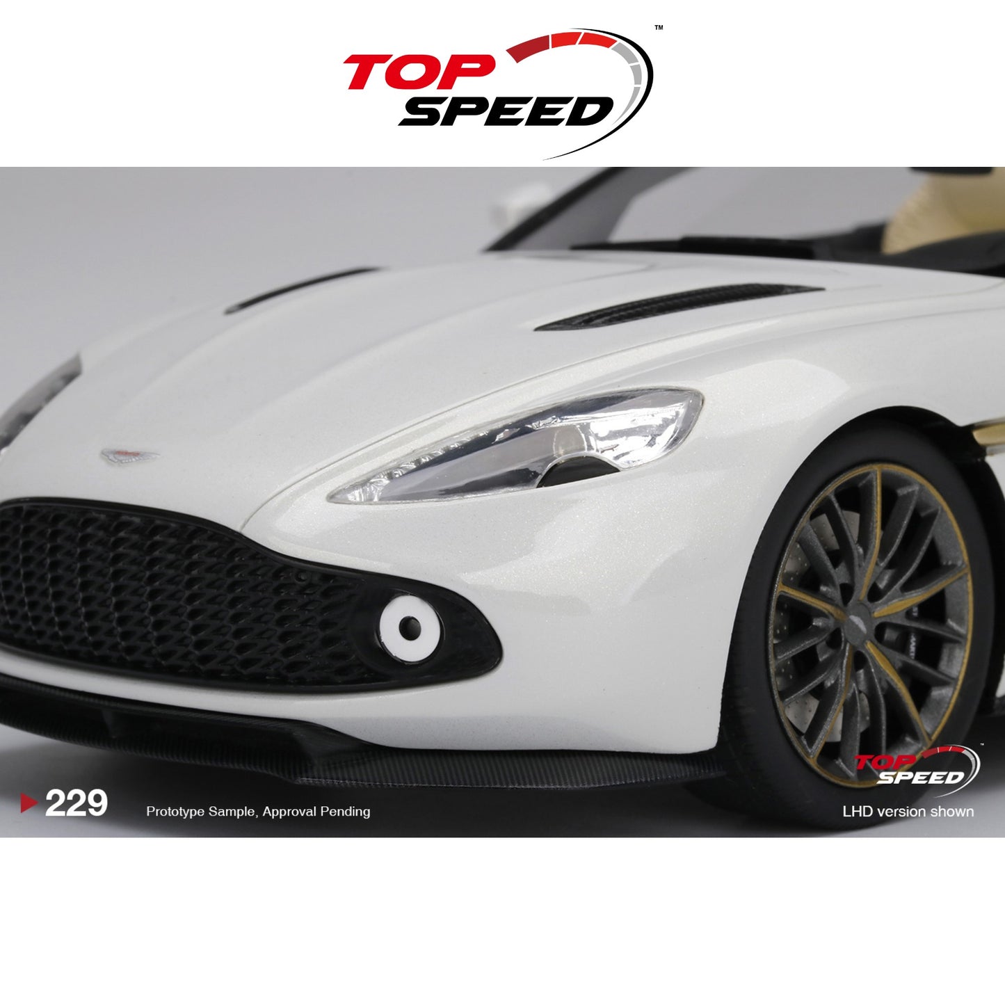 TOPSPEED MODELS Aston Martin Vanquish Zagato Speedster Escaping White 1:18 - TS0229