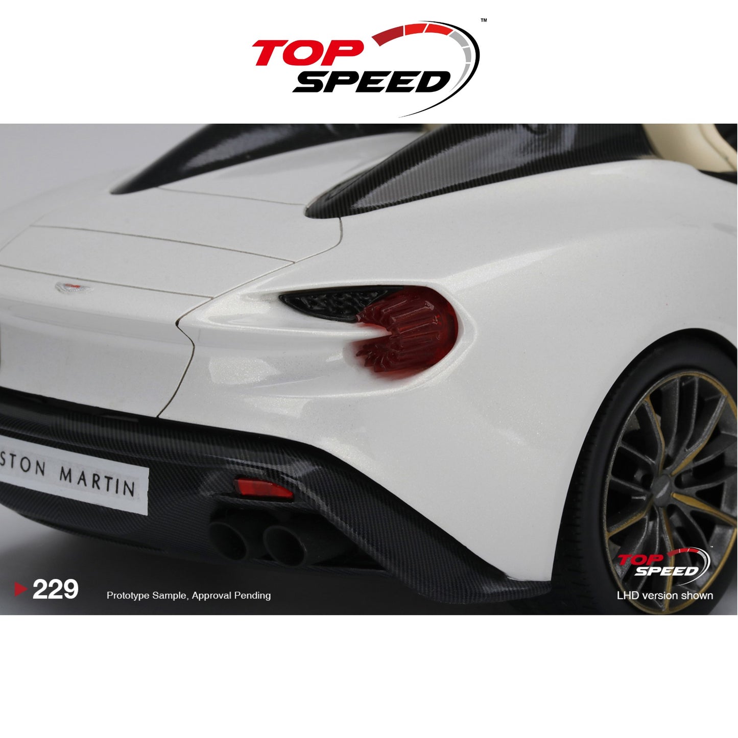 TOPSPEED MODELS Aston Martin Vanquish Zagato Speedster Escaping White 1:18 - TS0229