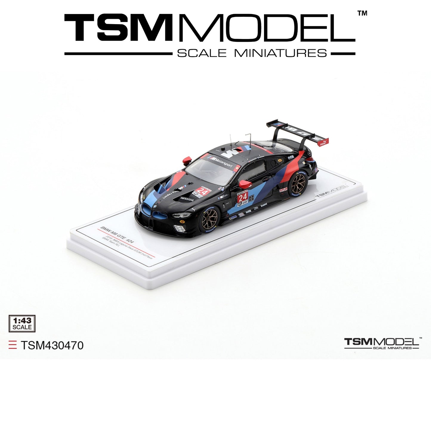 TSM MODEL BMW M8 GTE #24 2019 IMSA Laguna Seca GTLM 2nd Place 1:43 - TSM430470