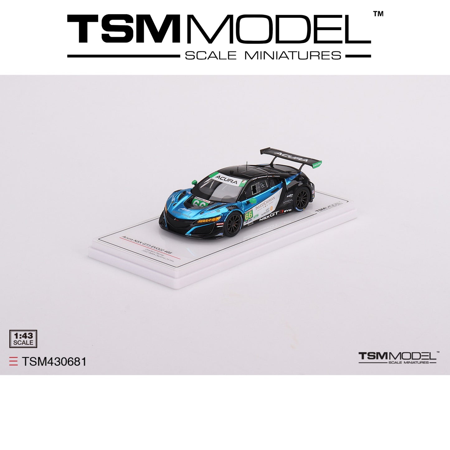 TSM MODEL Acura NSX GT3 EVO22 #66 2022 IMSA Daytona 24 Hrs 1:43 - TSM430681