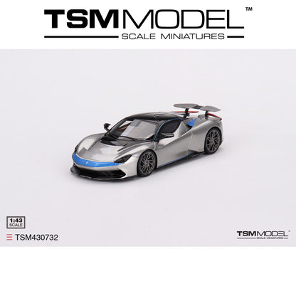 TSM MODEL Automobili Pininfarina Battista Geneva World Premiere 2019 Edition Grigio Luserna Matt and Iconica Blu Matt Front Nose 1:43 - TSM430732