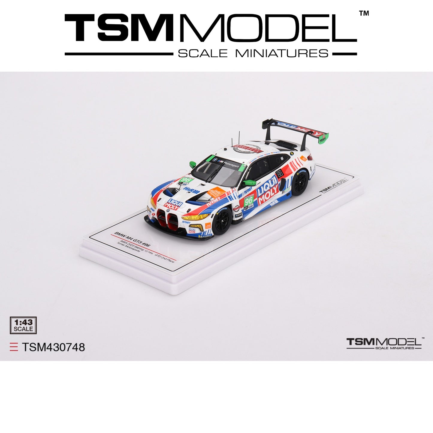 TSM MODEL BMW M4 GT3 #96 IMSA 2023 Sebring 12 Hrs GTD 2nd Place 1:43 - TSM430748